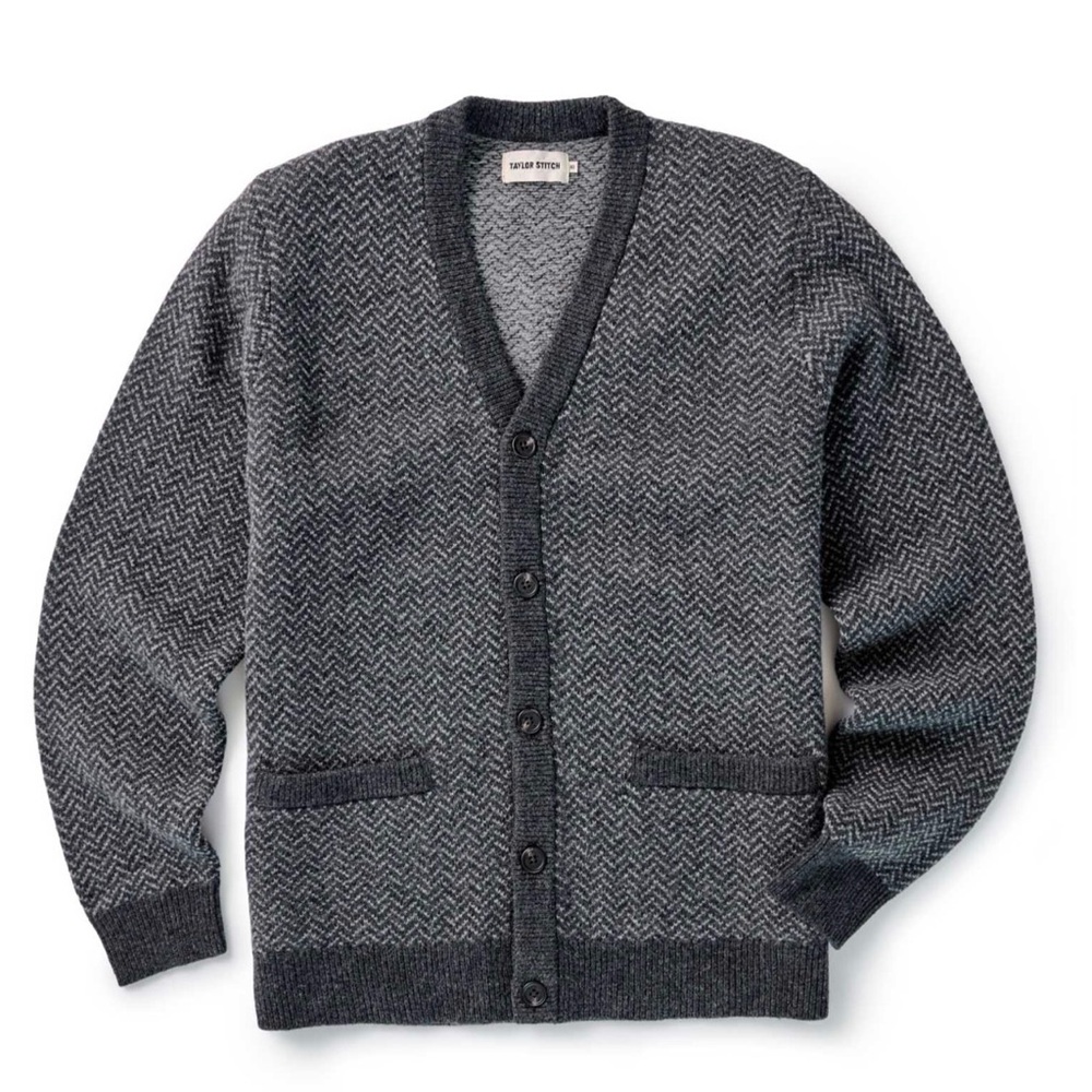 Taylor Stitch Eddy Cardigan Sweater Ash Charcoal 100% Merino Wool Size 40 Medium